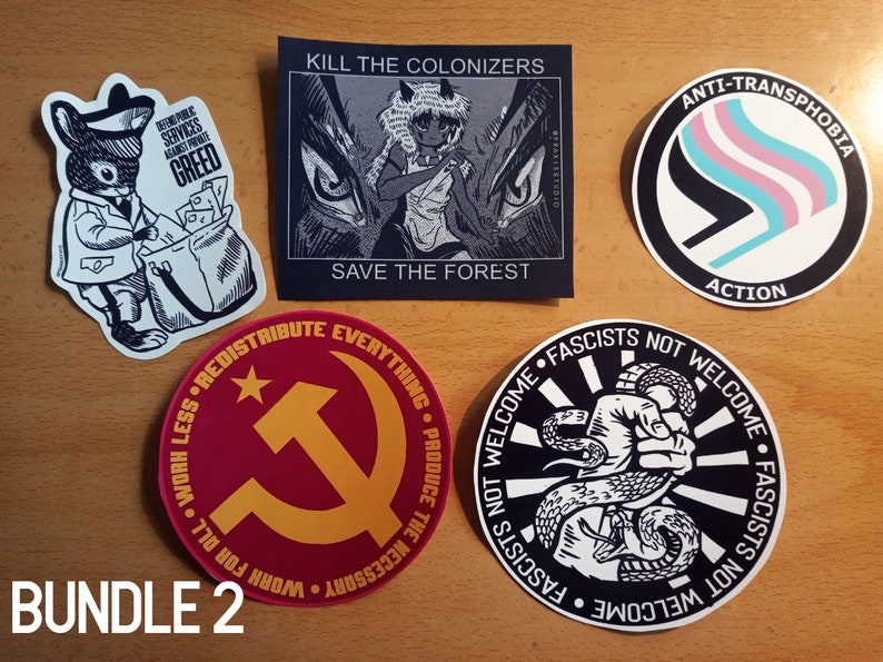 Leftist sticker bundle antifa socialist anticapitalist antifascist image 3