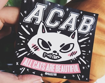 adesivo todos os gatos são lindos esquerdista anticapitalista