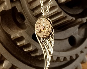 Angel Wing Vintage Watch Pendant