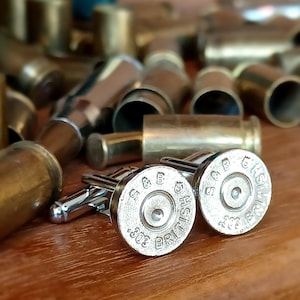 British .303 nickel bullet case cufflinks