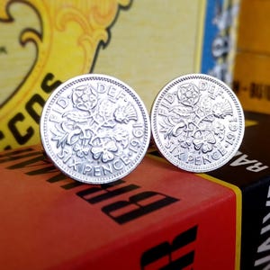 Vintage 1961 Six Pence Coin Cufflinks Coin Cufflinks / Wedding Cufflinks / Lucky Cufflinks