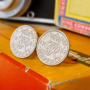 British Lucky Sixpence Coin Cufflinks / Coin Cufflinks / Gifts for him / Mens Cufflinks