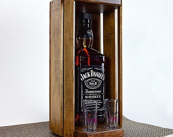 Handcrafted Maple Whiskey Caddy with Shot Glasses - Cheers Y'All