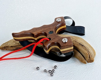 Handcrafted Walnut Wooden Slingshot, Right Handed Twister Frame Catapult Sling Shot