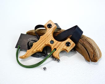 Wooden Slingshot made of Oak for Right Handers, Twister Catapult frame