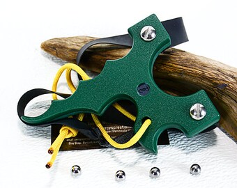 Slingshot, Forest Green Textured HDPE Catapult, The Twister, hunters gift, Right Handed Sling Shot, Outdoorsmen Gift, survivalist gift