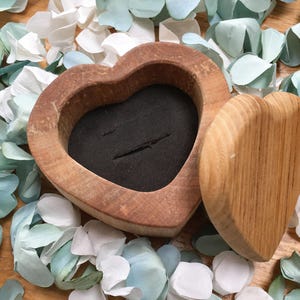 Heart-Shaped Ash Wood Ring Box: Rustic Wedding Proposal