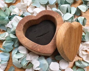 Heart-Shaped Ash Wood Ring Box: Rustic Wedding Proposal