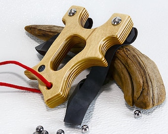 Compact Wooden Slingshot, Wood Catapult, OTF Right handed, Hunting Gift, Outdoorsmen Gift, Gift for him, Survivalist Sling Shot