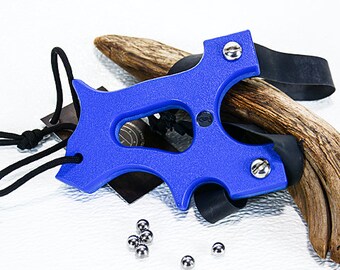 Blue HDPE Slingshot: The Hooligan, Right Handed Catapult