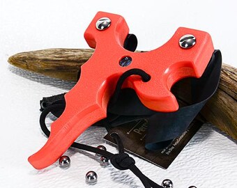 Slingshot, Orange Textured HDPE Catapult, The Twister, hunters gift, Right Handed Sling Shot, Outdoorsmen Gift, survivalist gift