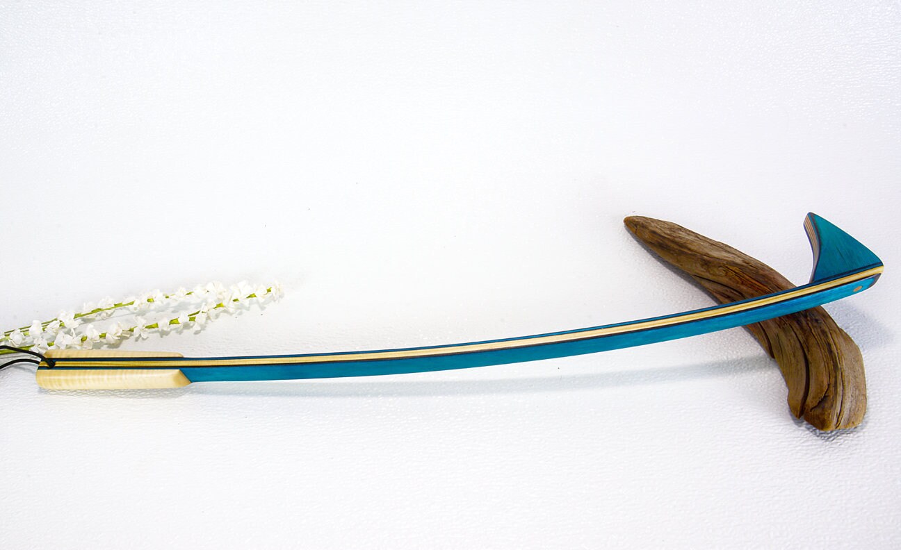 Backscratcher Tiger Ahorn Holz mit Spectraply Dark Aqua | Etsy