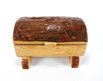 Cherrywood Keepsake Box: Handmade Wooden Treasure Box with Live Edge Lid