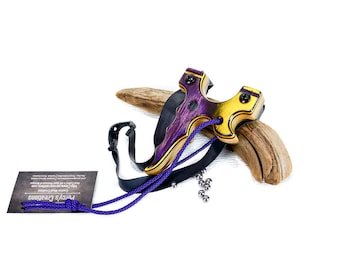 Handcrafted Spectraply Wooden Slingshot, Wood Sling Shot Catapult