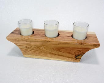 Cherry Wood Votive Candle Holder: Handmade Home Decor