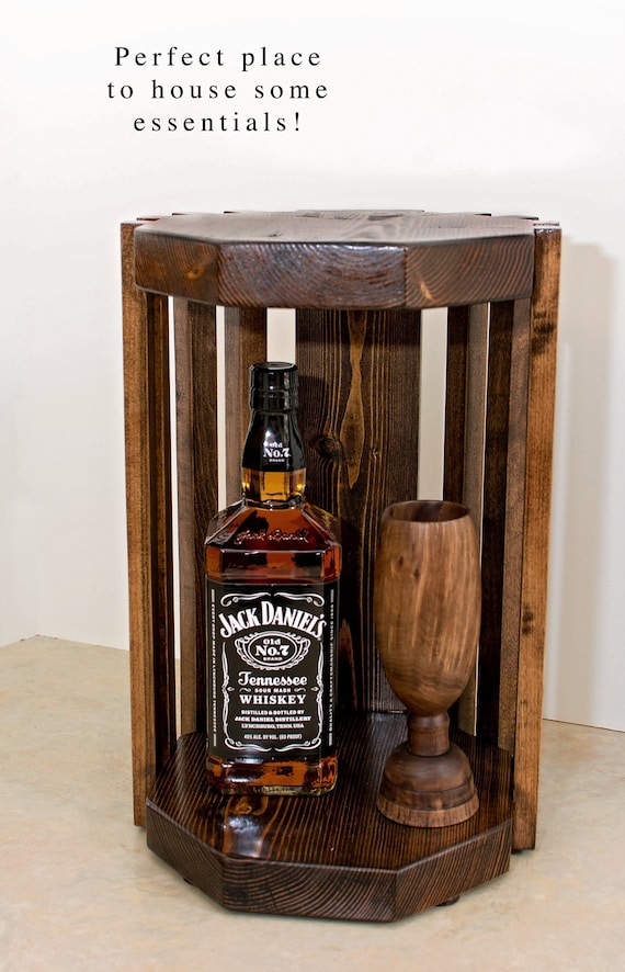 Countertop Storage Liquor Cabinet Tabletop Display Wood Etsy