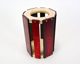 Handmade Dymalux Wood Vase: Deep Red Kitchen Utensil Holder