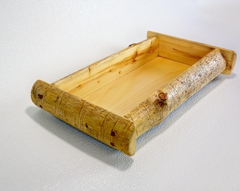 Handmade Spruce Wood Centerpiece Tray: Rustic Farmhouse Decor
