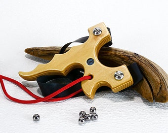 Handmade Birchwood Slingshot, Right Handed Wooden Catapult Sling Shot