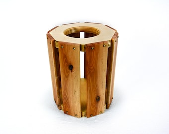 Handmade Ash Wood Vase: Rustic Kitchen Utensil & Candle Holder