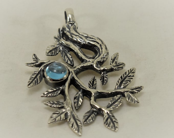 Featured listing image: Yggdrasil, Tree of life Pendant, Handmade in Sterling Silver w/ 6mm Bezel Cabochon Stone of your choice