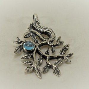 Yggdrasil, Tree of life Pendant, Handmade in Sterling Silver w/ 6mm Bezel Cabochon Stone of your choice