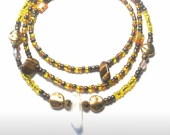 Yellow Gold beads with Crystal Chunks WaistBead Womb Bead Fertility beads Womb wellness bead strand