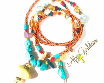 Orange Beaded Necklace Waistbeads Semiprecious stones