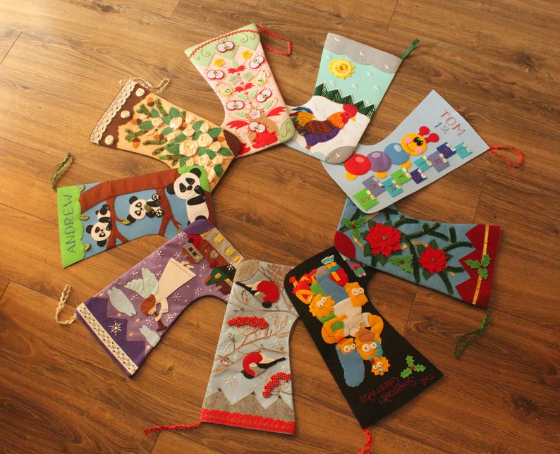 READY TO SHIP Felt Christmas Stocking Snowy Morning can be pesonalized