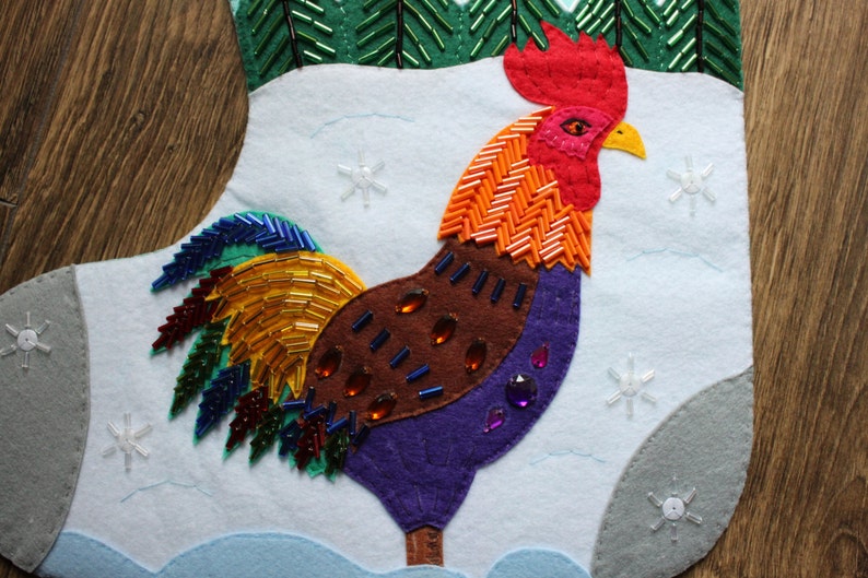 READY TO SHIP Felt Christmas Stocking Snowy Morning can be pesonalized