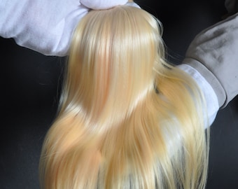 Pastel orange Suri Alpaca Cria hair for dolls. Fiber for Bjd doll, Blythe wig, for reroot scalp, ready for use washed, combed, minifee