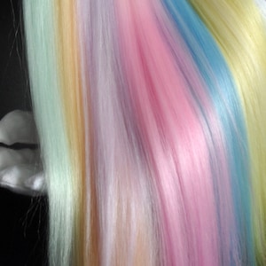 PASTEL RAINBOW Suri Alpaca Cria 0,5oz (15g) fiber for dolls.  for Bjd doll, Blythe wig, reroot scalp, ready for use washed, combed, minifee