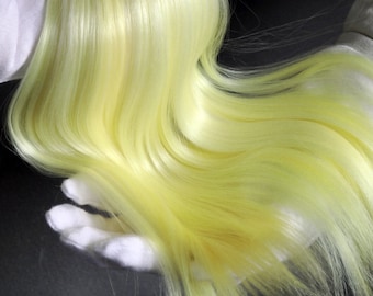 yellow pastel Suri Alpaca Cria hair for dolls. Fiber for Bjd doll, Blythe wig, for reroot scalp, ready for use washed, combed, minifee