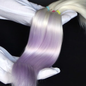 white/lilac pastel ombre Alpaca Cria hair for dolls , Fiber for Bjd doll, Blythe wig, ready for use washed, combed, minifee image 1