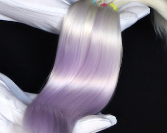 white/lilac pastel ombre Alpaca Cria hair for dolls , Fiber for Bjd doll, Blythe wig,  ready for use washed, combed, minifee