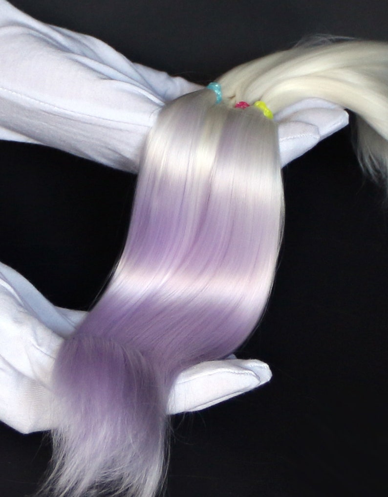 white/lilac pastel ombre Alpaca Cria hair for dolls , Fiber for Bjd doll, Blythe wig, ready for use washed, combed, minifee image 1