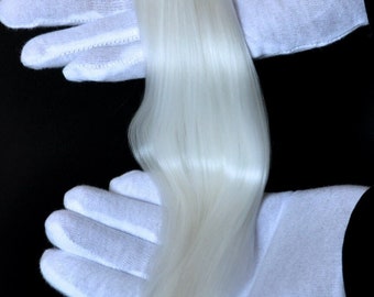 Alpaca Suri fiber hair for dolls WHITE Fiber for Bjd doll, Blythe wig, reroot scalp ready for use washed  combed minifee