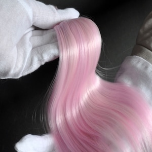 pink pastel Suri Baby Alpaca hair for dolls. Fiber for Bjd doll, Blythe wig, for reroot scalp, ready for use washed, combed, minifee