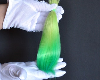 Suri Alpaca fiber hair for doll LIGHT YELLOW GREEN ombre  Fiber for Bjd doll, Blythe wig, reroot scalp ready for use washed  combed minifee