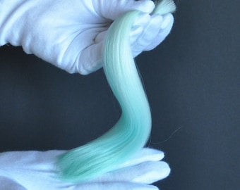 Alpaca Suri fiber hair for dolls LIGHT TURQUISE Fiber for Bjd doll, Blythe wig, reroot scalp ready for use washed  combed minifee