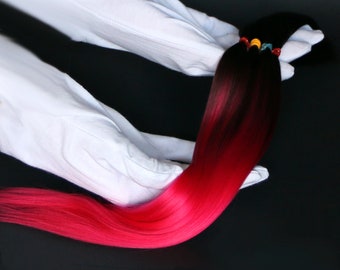 dark brown/red ombre Alpaca Cria hair for dolls , Fiber for Bjd doll, Blythe wig,  ready for use washed, combed, minifee