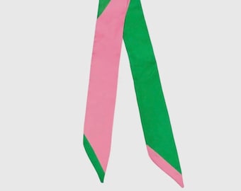 Pink and Green Skinny Scarf: Versatile Neck, Purse, or Boot Accessory