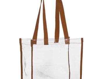 Burnt Orange Stadium Clear Tote Bag: Approved Vinyl Purse