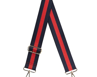 Purse Strap-Clear Purse Strap-2" Strap-Purse Strap-Crossbody Purse Strap-Navy/Red Stripe- Strap