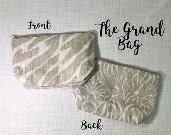 Make-up Bag-Grand-Pouch-Large Cosmetic Bag-Cosmetic Bag-Floral Bag-Monogrammed Bag-Monogrammed Make-up Bag-Leopard Make-up Bag