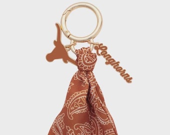 UT Bandana Logo Purse Charm-UT Key Ring-Purse Charm-Purse Charm-Collegiate-Key Chain-Texas-Cowboys-Orange-Bandana