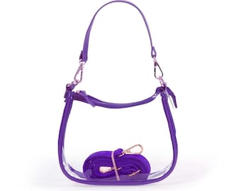 コーチ ドリーマーウィズリベット ショルダーバッグ スタッズ y2k パープル Clara Small Purple Clear Stadium Purse: Vegan Leather Crossbody