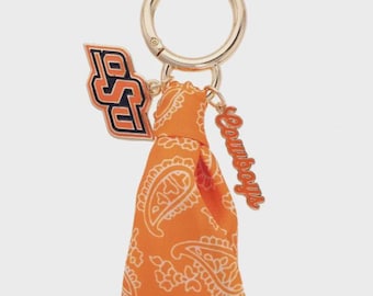 OSU Bandana Logo Purse Charm-OSU Key Ring-Purse Charm-Purse Charm-Collegiate-Key Chain-Oklahoma-Cowboys-Orange-Bandana