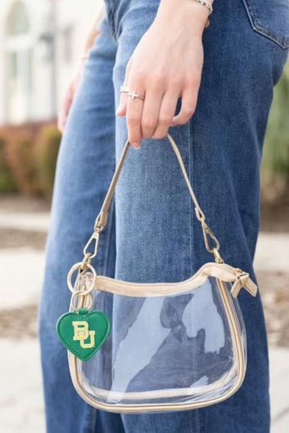 Clara Small Red Clear Stadium Purse: Vegan Leather Crossbody Bag