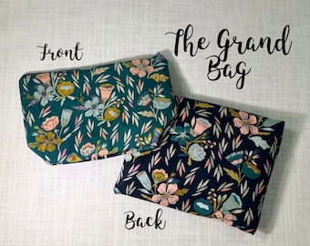 Make-up Bag-Grand-Pouch-Large Cosmetic Bag-Cosmetic Bag-Floral Bag-Monogrammed Bag-Monogrammed Make-up Bag-Palm Tree Make-up Bag